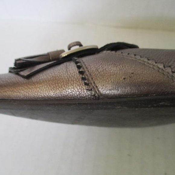 **Stuart Weitzman Metallic Flats Pewter Dark Gold Pointed Toe Tassel - Picture 8 of 11